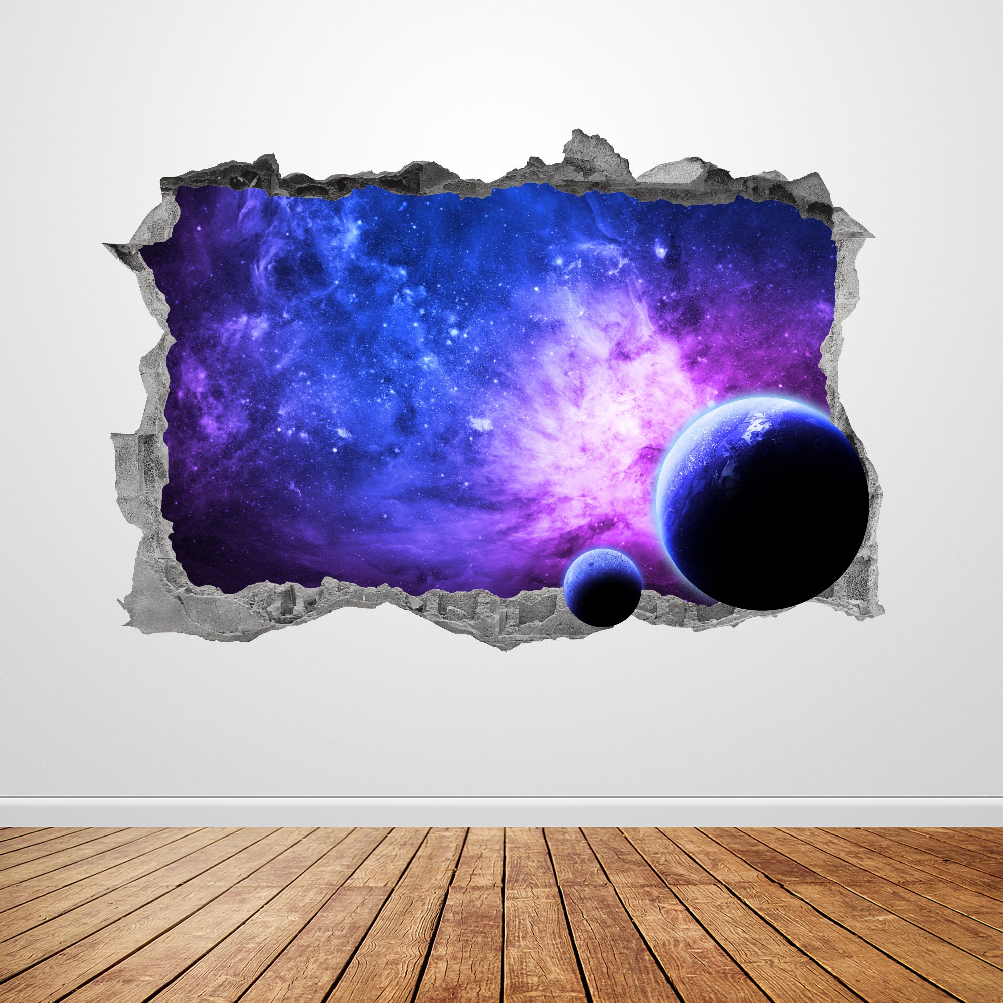 Outer Space Wall Decal Smashed 3D Graphic Galaxy Wall Etsy