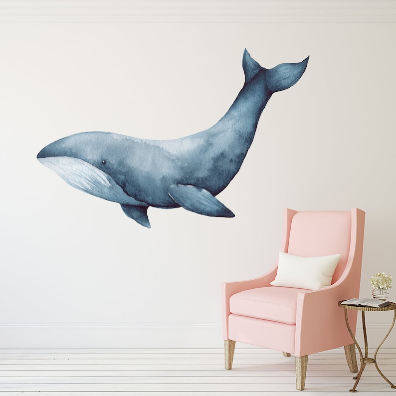 Giant Whale Watercolor Wall Art Decal Stickers Vinyl Wall