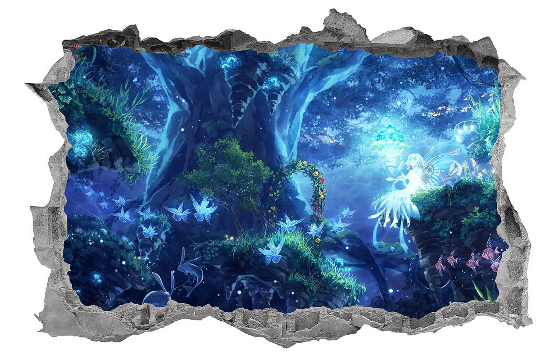Enchanted Forest Wall Decal Smashed 3D Graphic Fantasy Fairy World Wall ...