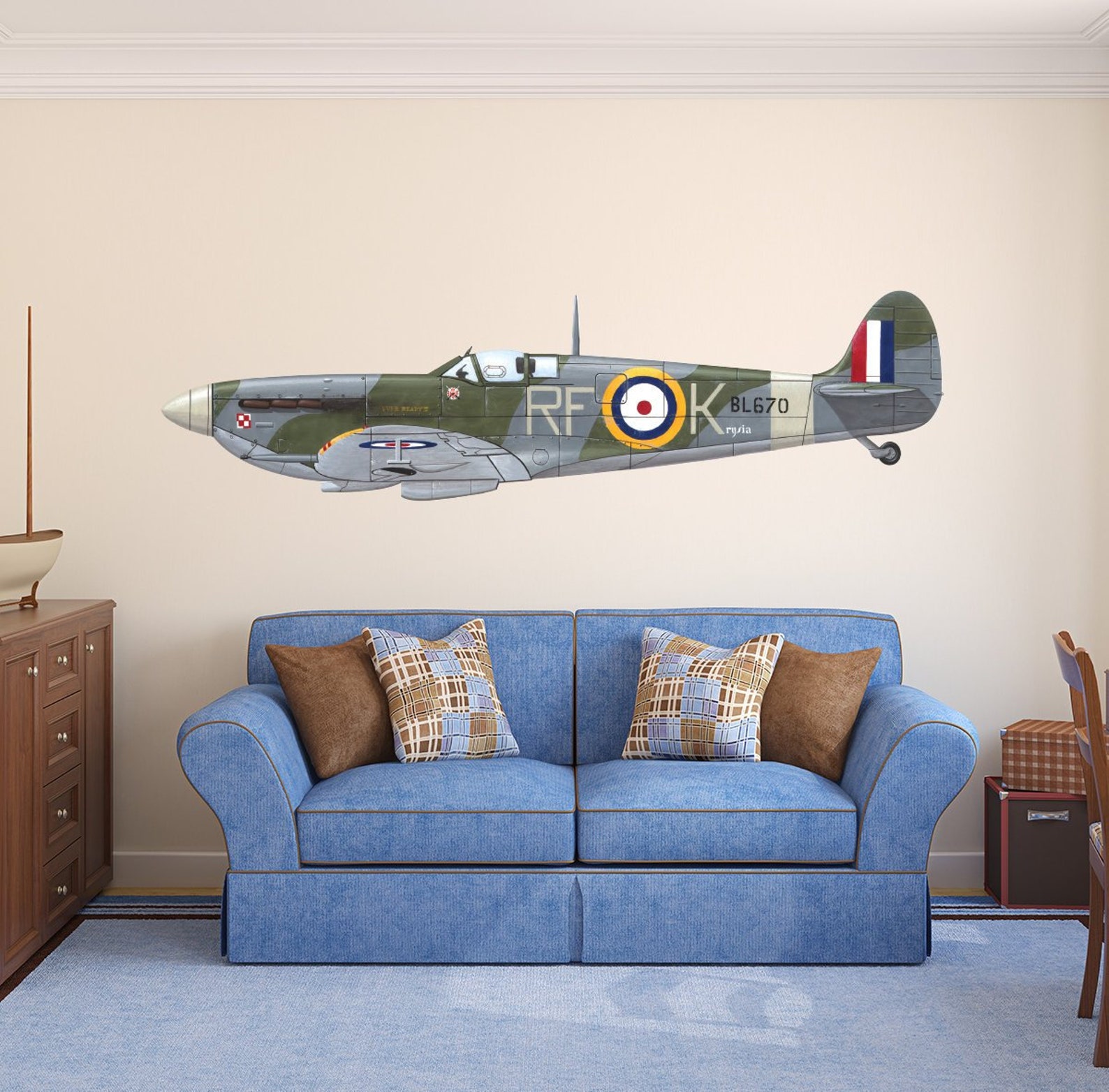 WWII Aircraft Wall Decal Military Airplane Kids Bedroom Vinyl - Etsy