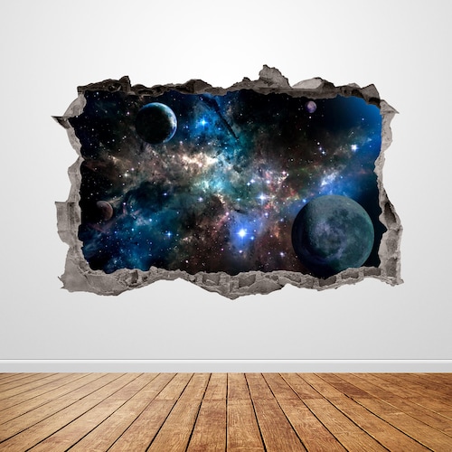 Galaxy Wall Decal Outer Space Sticker Mural Outer Space Etsy