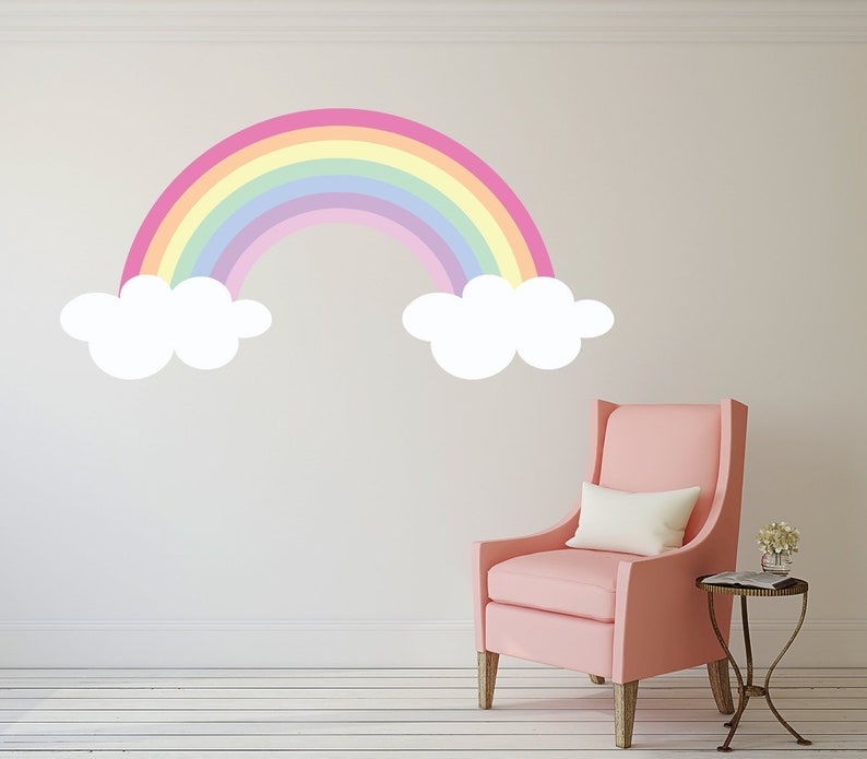 Rainbow Wall Art Decal Girls Nursery Vinyl Wall Decor Etsy