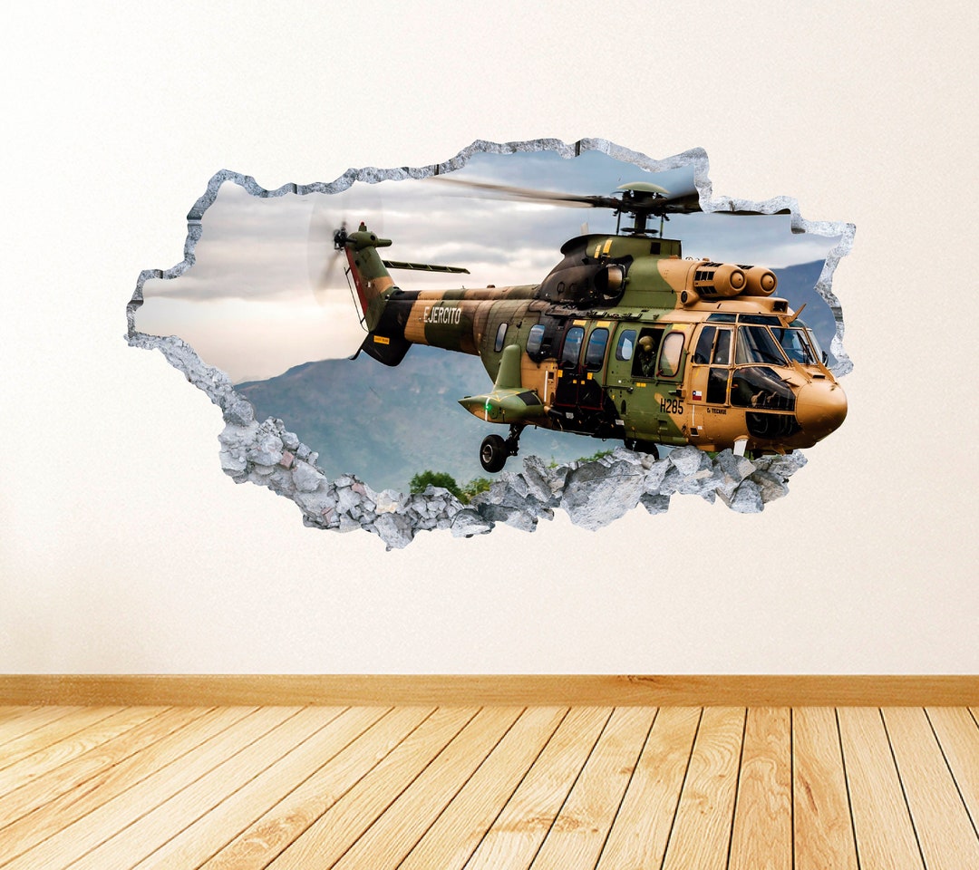 Military Helicopter Wall Art Decal Chopper Theme Wall Decor Bedroom