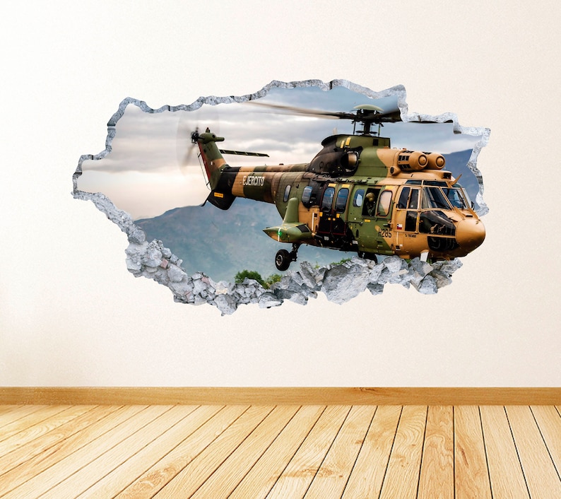 Military Helicopter Wall Art Decal Chopper Theme Wall Decor Etsy