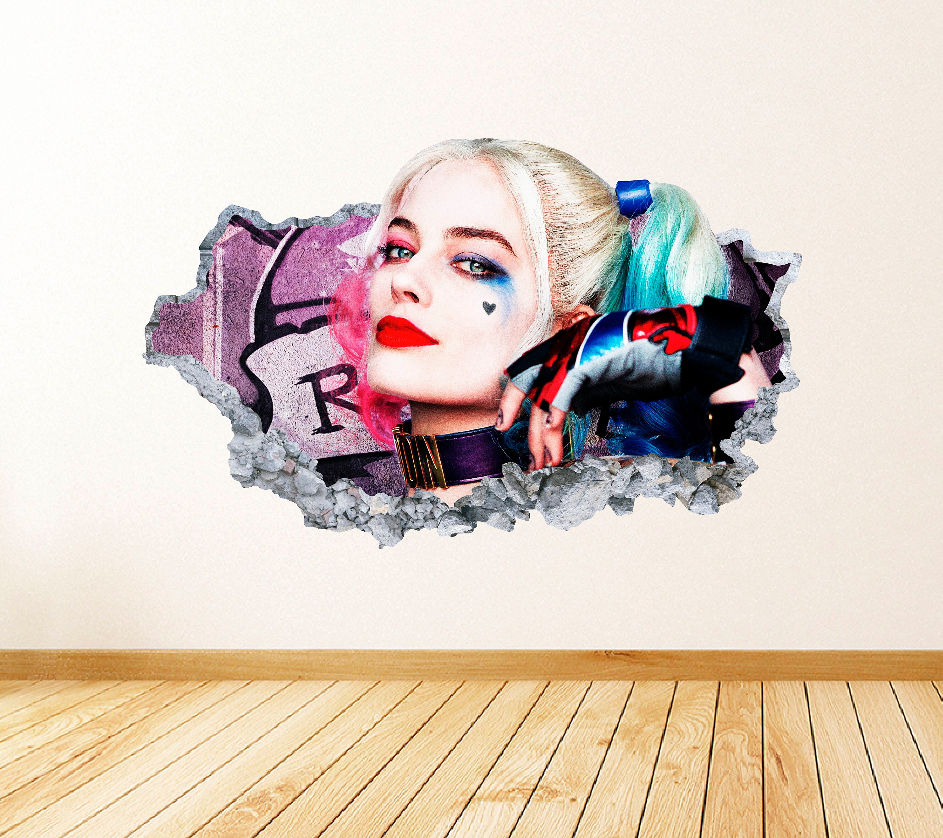 Harley Quinn Joker Suicide Squad 3d Window Wall View Sticker