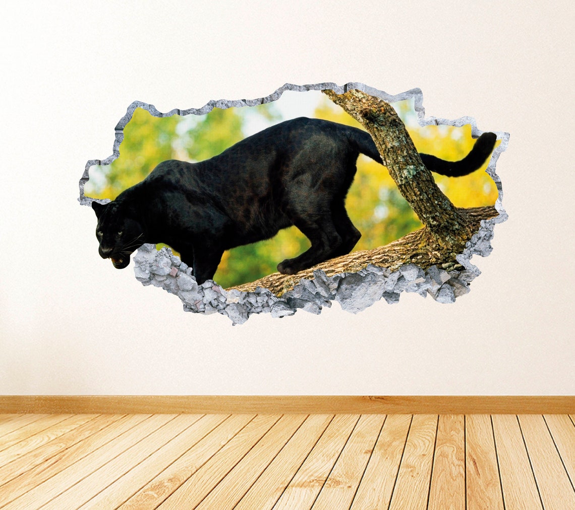 Black Panther Wall Decal Smashed Concrete Wall Art Decal Etsy
