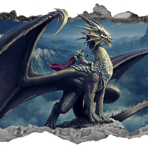 Dragon Wall Decal Smashed 3D Graphic Fantasy Dragon Wall Art Stickers ...
