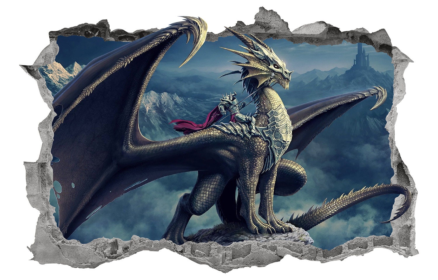 Dragon Wall Decal Smashed 3D Graphic Fantasy Dragon Wall Art - Etsy