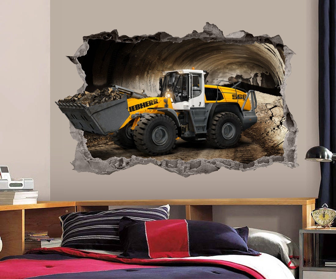 Construction Truck Wall Decal 3D Art Stickers Vinyl Wall Decor Etsy