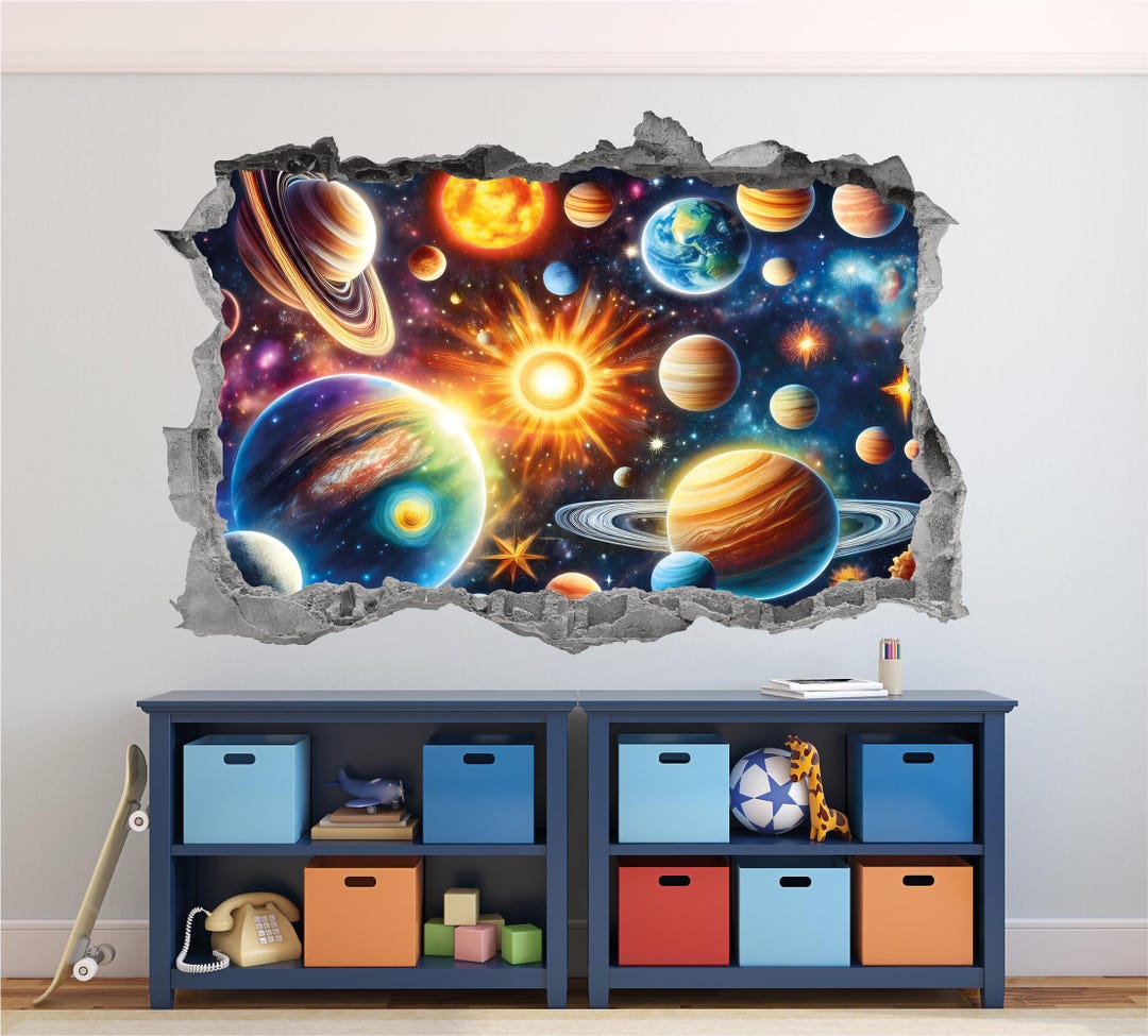 Solar System Wall Decal Smashed 3D Graphic Galaxy and Planets Outer ...