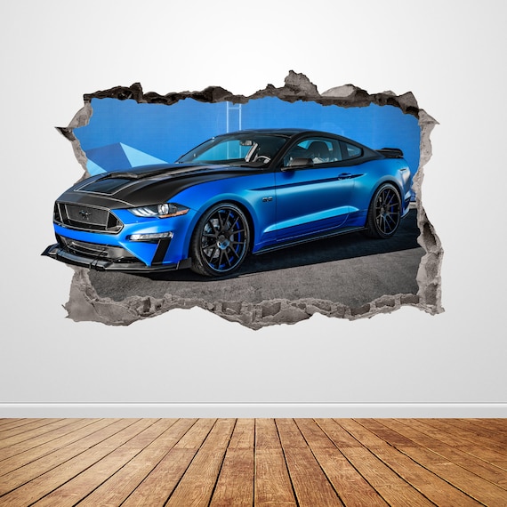Mustang Wall Decal Smashed 3D Graphic Racing Car Ford Mustang