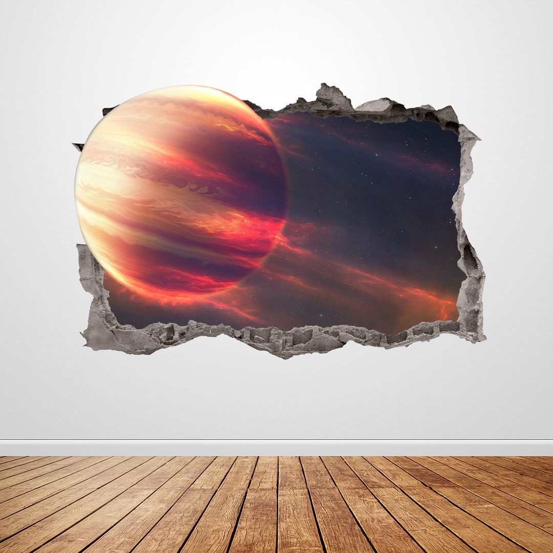 Planet Wall Decal Smashed 3D Graphic Galaxy Outer Space Wall Art ...