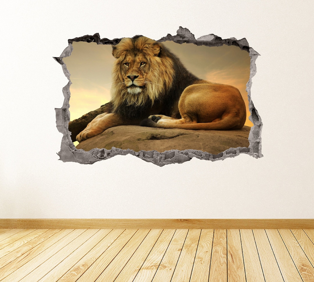 Lion Wall Decal 3D Art Stickers Safari Vinyl Wall Decor - Etsy