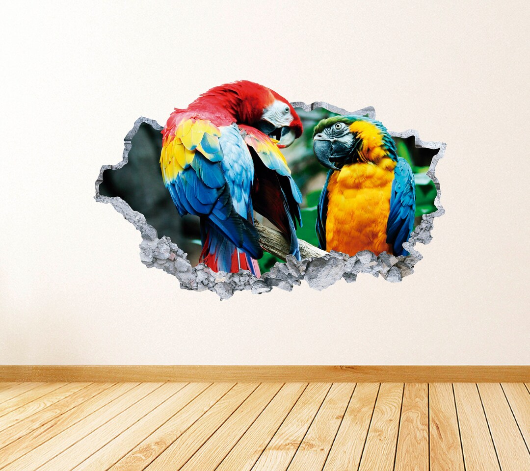 Macaws Smashed 3D Wall Decal Tropical Animal Vinyl Decor Sticker - Etsy