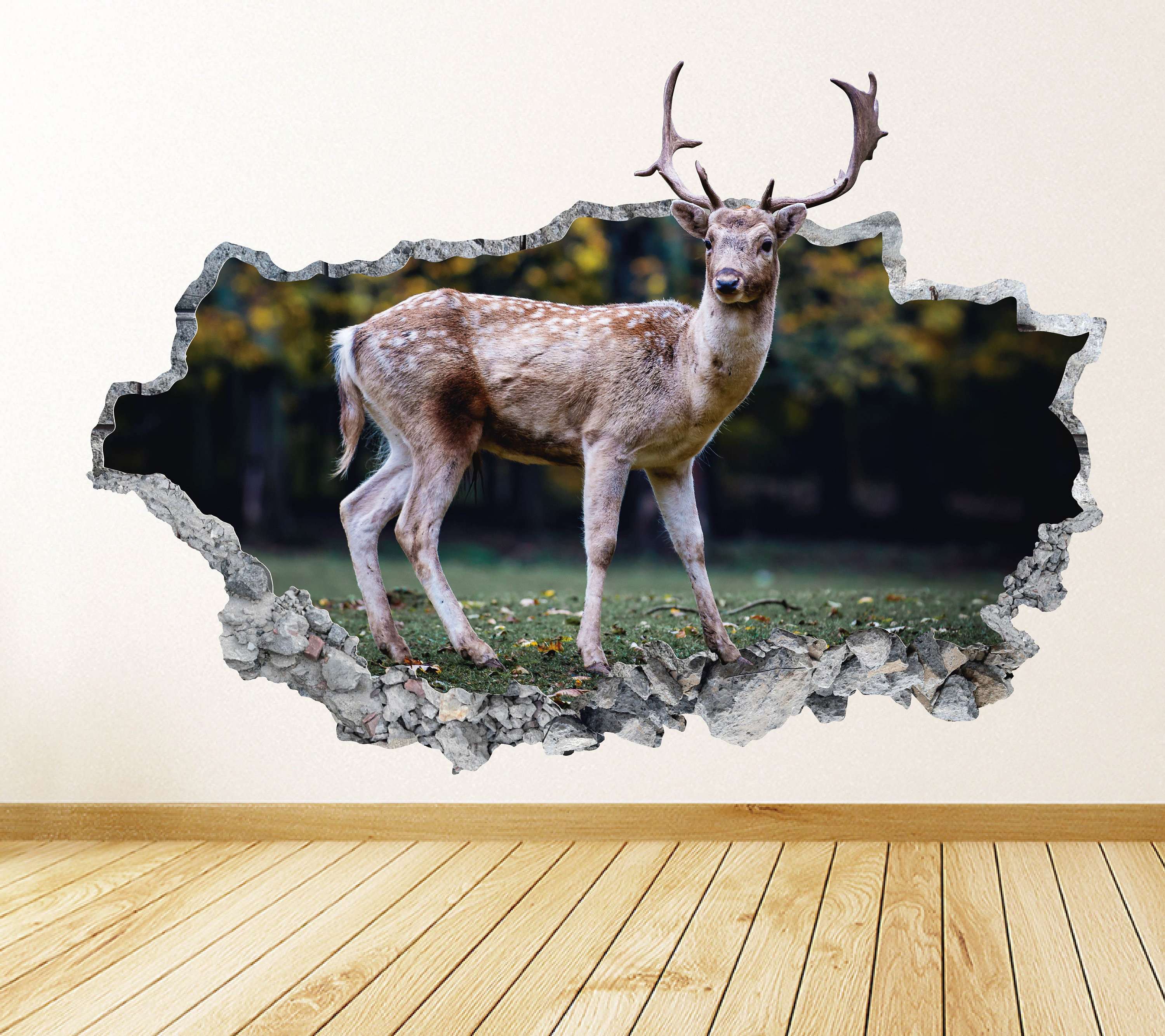 Deer Wall Decal Smashed Concrete Wall Art Decal Hunting Theme Wall ...