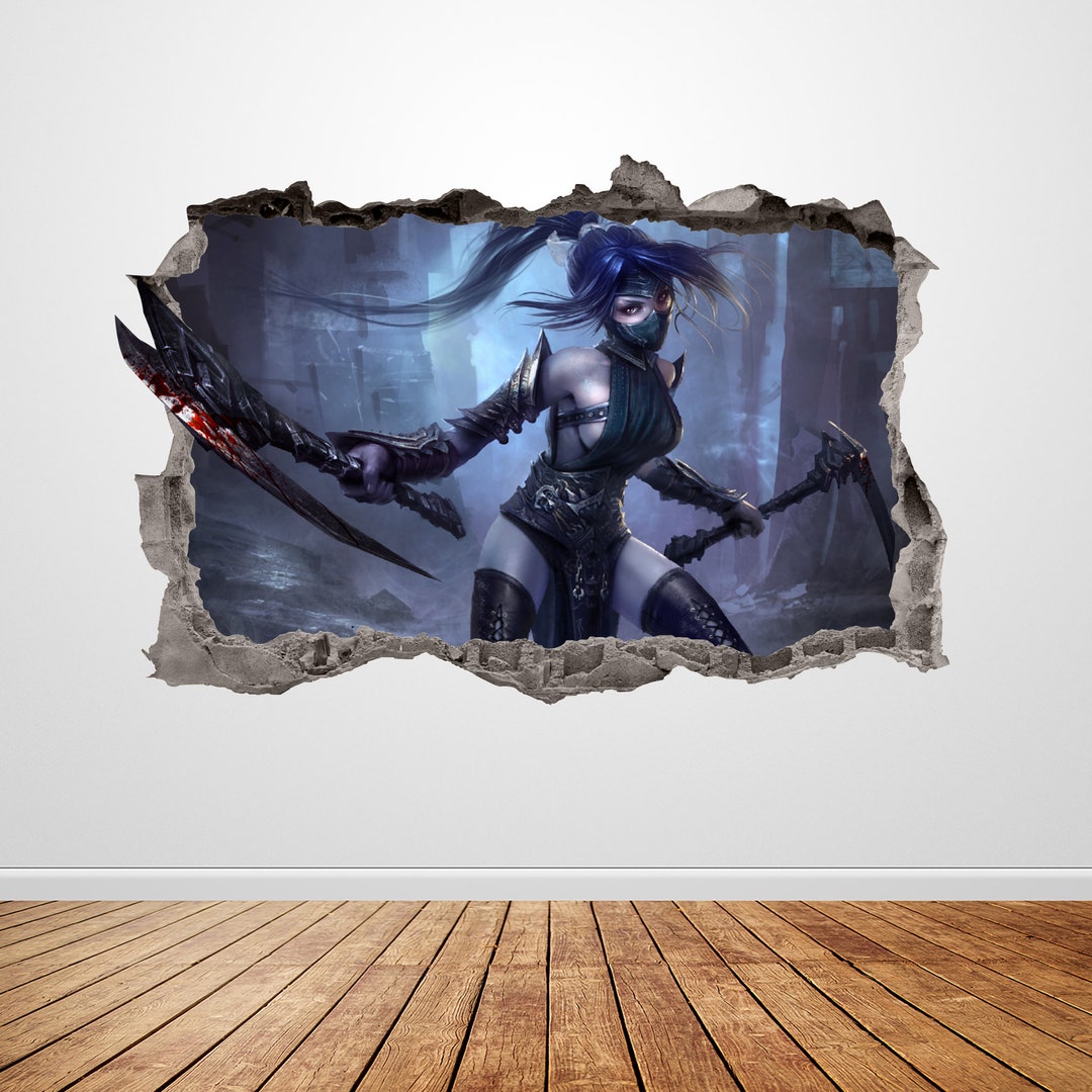 Anime Wall Decal Smashed 3D Graphic Anime Girl Wall Art Sticker Mural Poster Home Room Decor