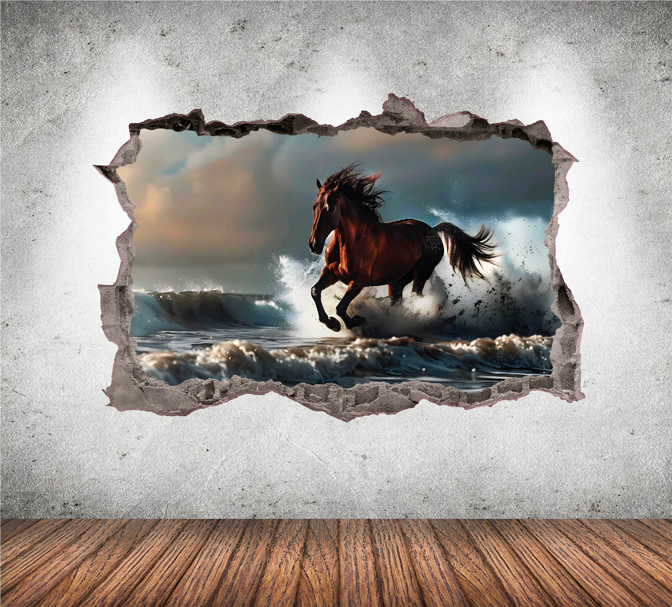 Horse Wall Decal 3D AI Graphic Wall Art Sticker, Wall Decor, Horse Wall Sticker Mural Poster Custom Vinyl Kids Bedroom Gift