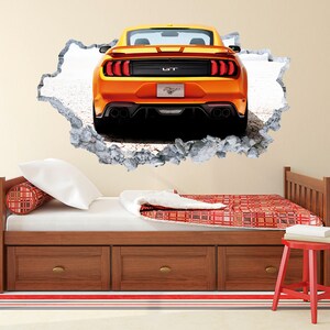 Mustang GT Wall Decal Smashed Racing Car Muscle Car Wall Art Vinyl Decor Sticker image 3