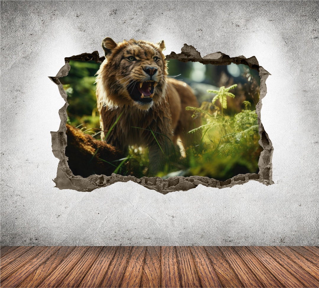 Lion Wall Decal 3D AI Graphic Wall Art Sticker, Wall Decor, Safari ...