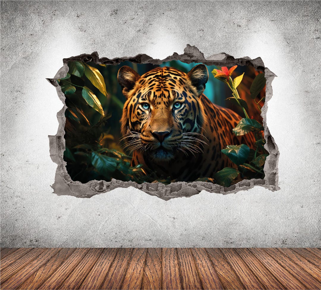 Tiger Wall Decal 3D AI Graphic Wall Art Sticker, Wall Decor, Forest ...