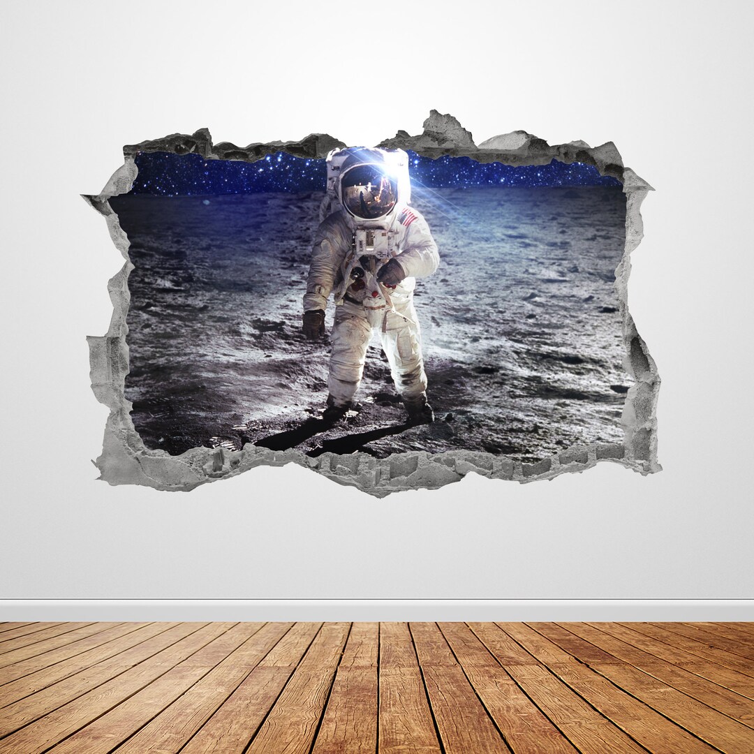 Astronaut Wall Decal Smashed 3D Graphic Outer Space Wall Art Stickers ...