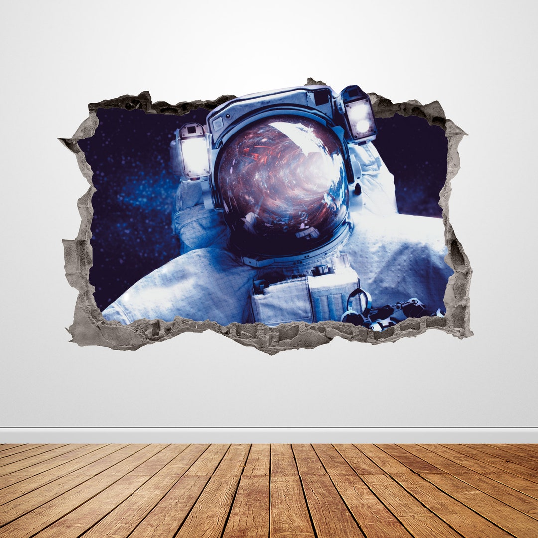 Astronaut Wall Decal Smashed 3D Graphic Galaxy Outer Space Wall Art ...