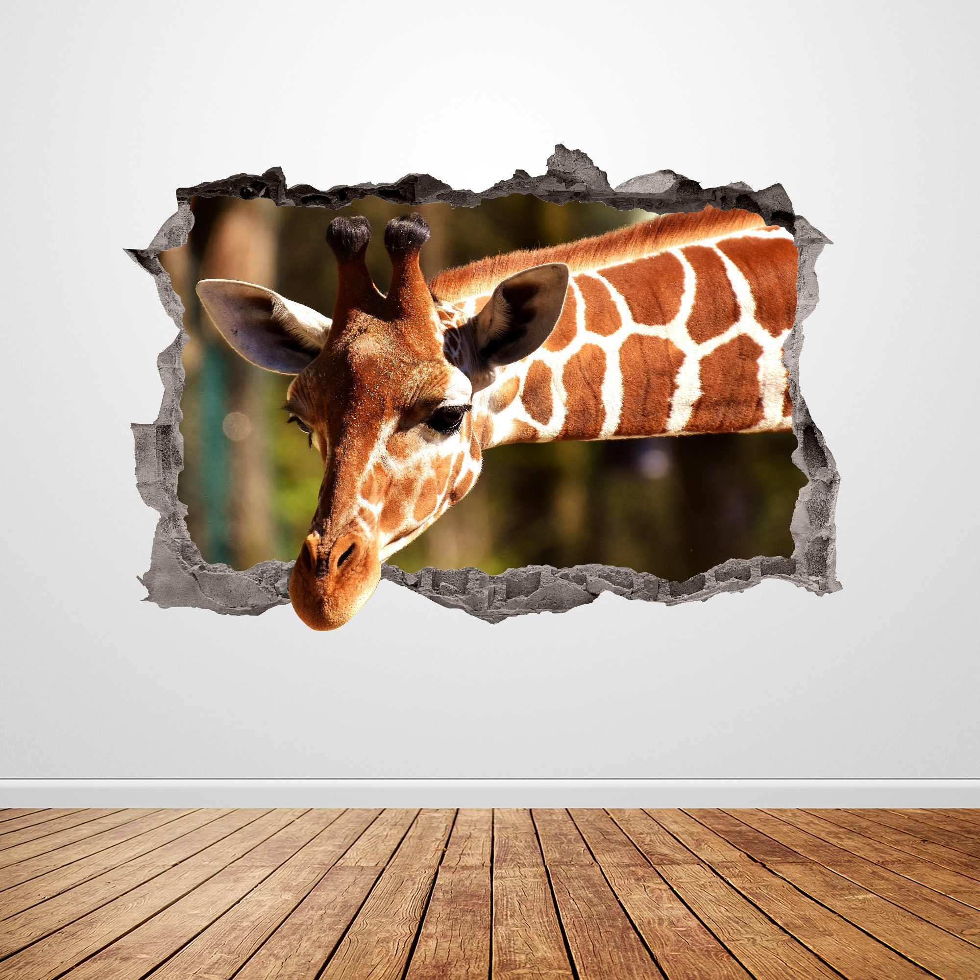 Giraffe Wall Decal Smashed 3D Graphic Wild Animal Wall Art Etsy UK