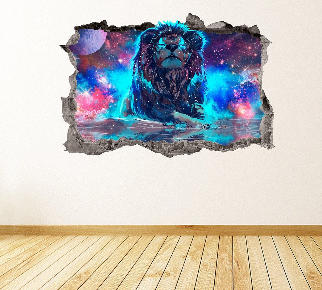 Lion Wall Decal 3D Art Stickers Galaxy Constellations Animal Vinyl Wall ...