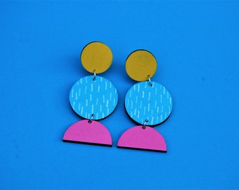 SALE Earrings - Hand painted colourful drop earrings