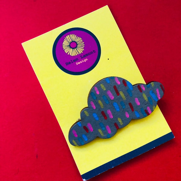 SALE Happy Cloud Brooch - Hand painted brooch