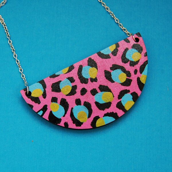 Leopard Print Necklace -  Hand painted Animal Print Necklace