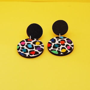 Earrings - Hand painted Leopard Print drop earrings