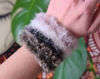 Short Haired Faux Fur Scrunchies, Brown, White, Pink, Grey, Fuzzy Scrunchies - Made to Order