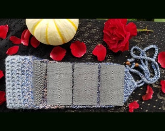 Handmade Tarot Wrap and Mat, Alpaca Wool | Blue, Pink & Grey - RTS