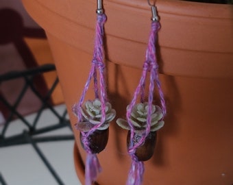 Macrame Plant Earrings - RTS