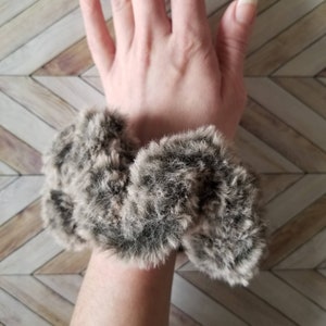 XL Faux Fur Scrunchies, Brown, Pink, Grey, White, Faux Fur Made to Order Brown