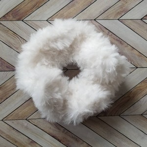 XL Faux Fur Scrunchies, Brown, Pink, Grey, White, Faux Fur Made to Order White