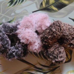 XL Faux Fur Scrunchies, Brown, Pink, Grey, White, Faux Fur Made to Order image 3