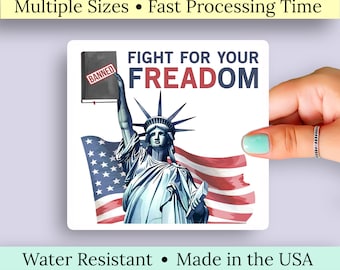 Fight for your Freadom Vinyl Sticker.  Advocate for the Freedom to Read Vinyl Decal. Read Banned Books, Stop Banning Books. Librarian Gift.