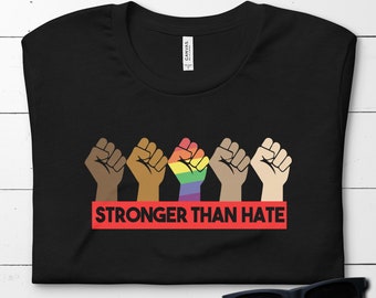 Black Lives Matter and LGBTQ+ Gay Pride. Together we are Stronger than Hate. We Stand in Solidarity for Equality. Black Owned Shop.