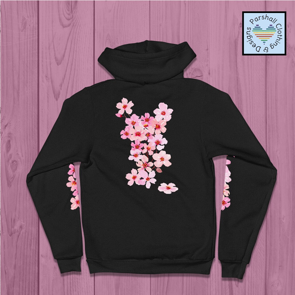 Zwarte Hoodie Japanse Cherry Blossoms / Black Sweatshirt / Etsy