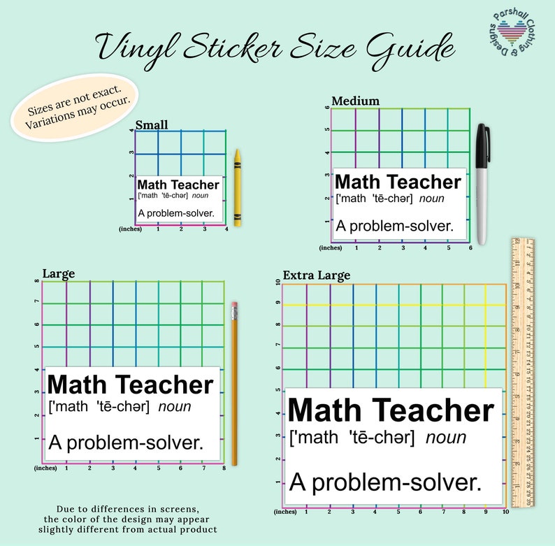 Funny Mathematics Teacher Definition: A Problem-solver Vinyl Sticker ...
