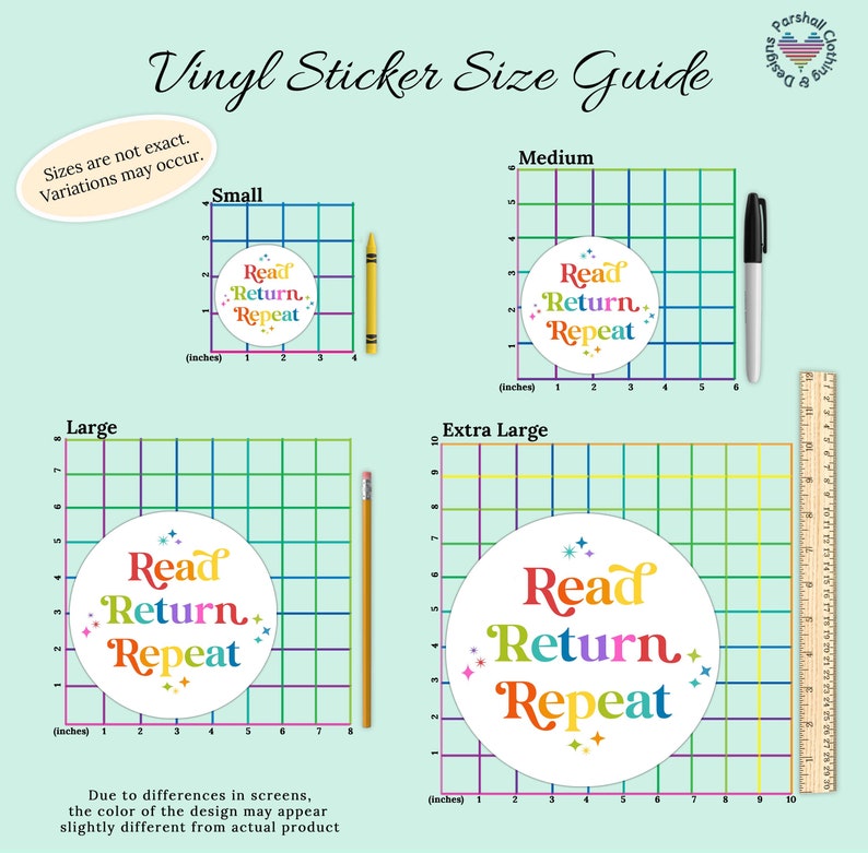 Read Return Repeat Vinyl Sticker in Quirky, Retro Style. Colorful ...