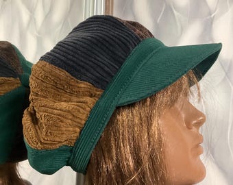 Gorra de pana hecha a mano de 23,6", sombrero de pana bohemio de 60 cm de estilo urbano, sombrero de terciopelo con rastas.