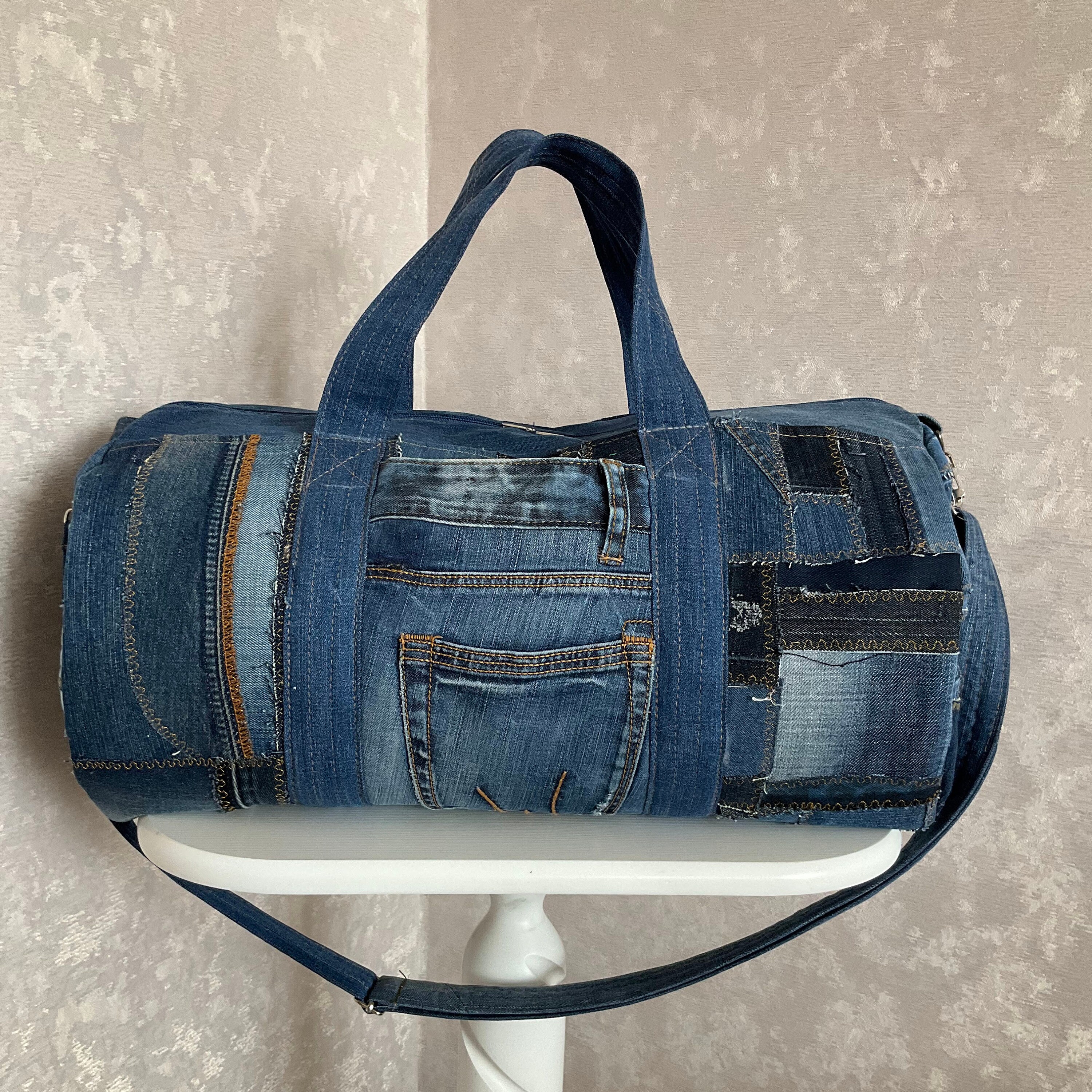 SCULPTOR ■ Vintage Brushed Denim Duffel Bag Vintage Brushed Denim Duffel Bag Mid Blue – Sculptor