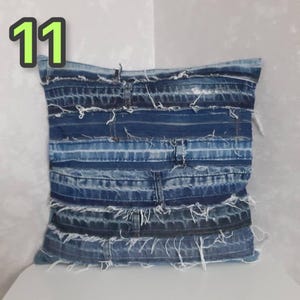 Crazy Patchwork Denim Pillowcase 40x40cm, Blue Boro Pillow Cover, Recycled Jeans Cushion Cover, Boho Farmhouse Throw Pillow, Vintage Denim image 12