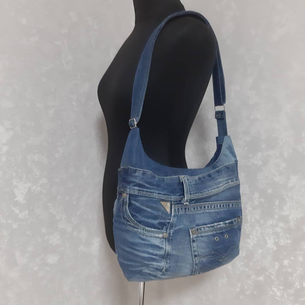 Crossbody denim bag medium size Jean shoulder bag Casual | Etsy