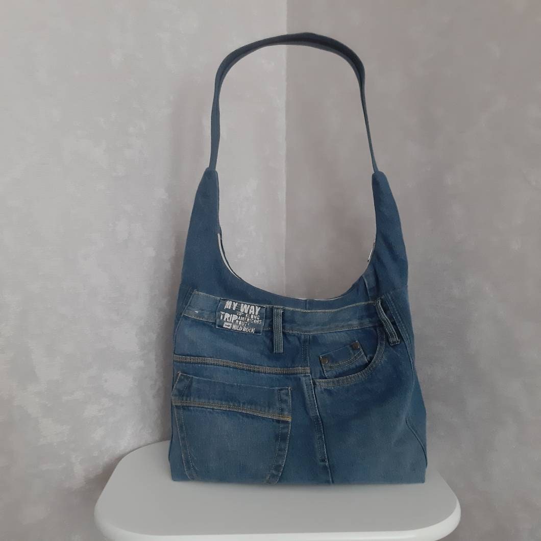 Classic Denim Hobo Bag Jean Shoulder Bag Casual Tote Bag of | Etsy