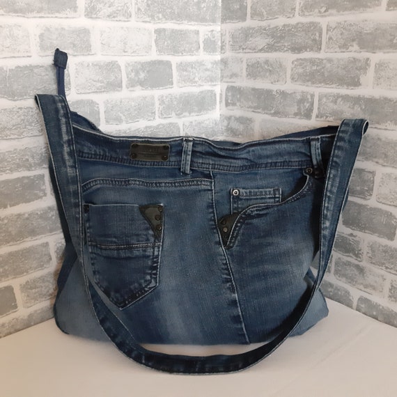 Hobo denim bag Jean tablet bag Casual shoulder bag of jeans | Etsy