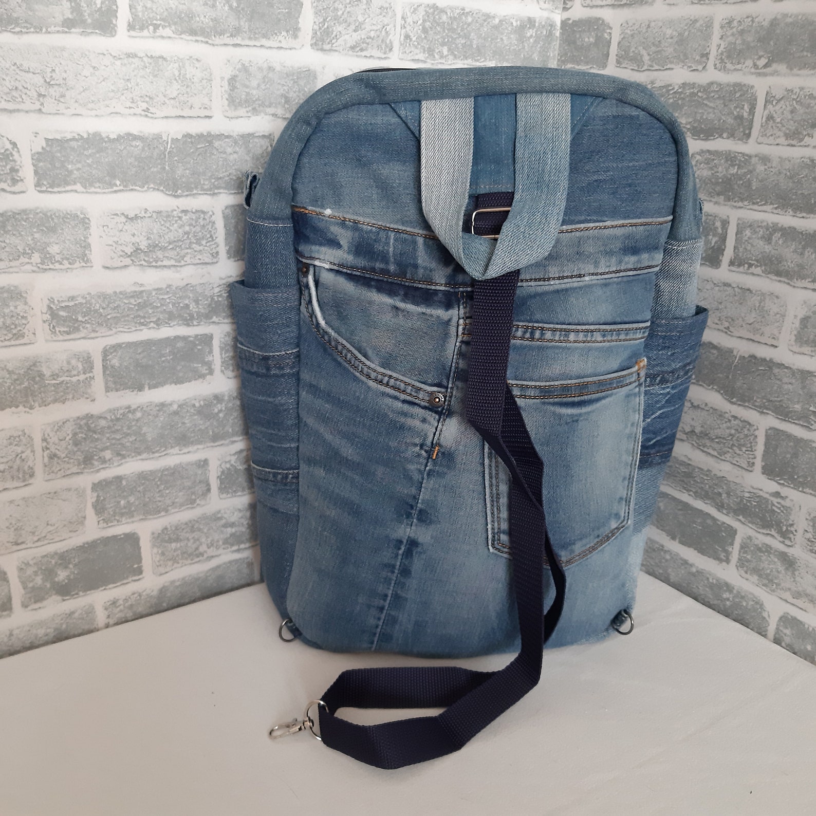 Denim Sling Backpackbag of Recycled Jeans Casual Denim Etsy